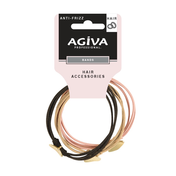 Agiva Professional hajgumik, arany elemek, 6 cm, 3 db