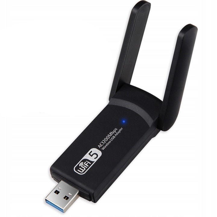 Adaptor wireless cu USB, 1200 Mbps, dual-band 2.45 GHz, interfata USB 2.03.0, securitate avansata si design compact, 8x4x1.5 cm, negru