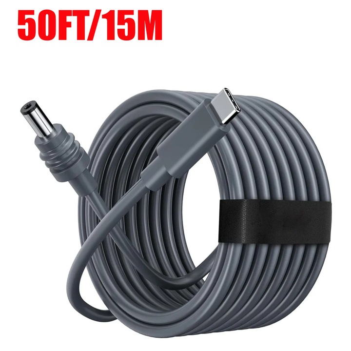 Cablu de alimentare USB-C la DC pentru Starlink Mini - Intrare USB Type-C de 100W la incarcare cu mufa cilindrica de 65W 5.5mm*2.1mm, impermeabil 50FT/15M ( SKU.1-PER0102 )