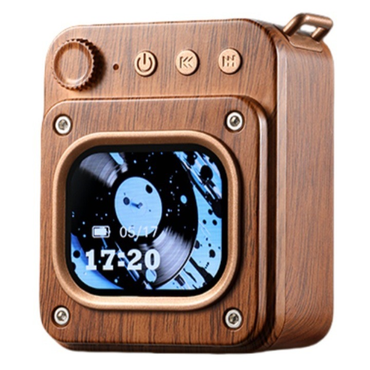 Boxa Portabila Mini Retro Subwoofer, Bluetooth, 3W, 62x40x80mm, culoare lemn