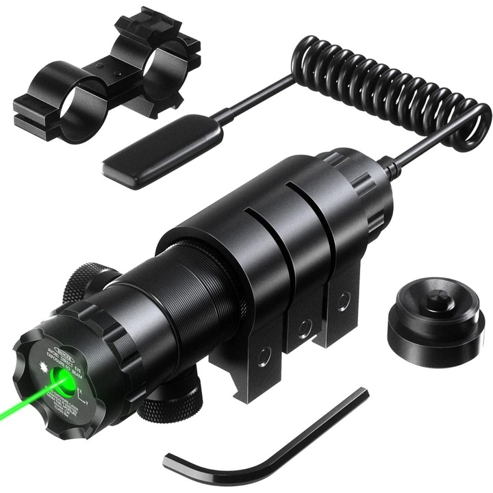 Vizor laser, XONGSOR®, Lungime de unda 532 nm, Accesorii incluse, Rezistent la socuri, Lumina reglabila, Reincarcabil, Rezistent la apa, Design modern, Aluminiu/Cupru pentru aviatie, Negru