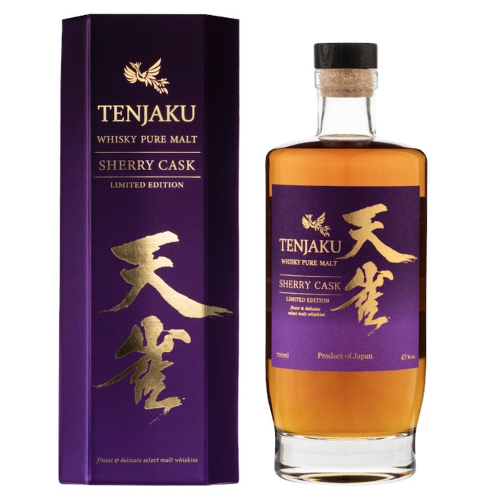 Уиски Tenjaku, 0.7л, чист малц, ограничена серия в бъчва от Шерито, 43% алкохол