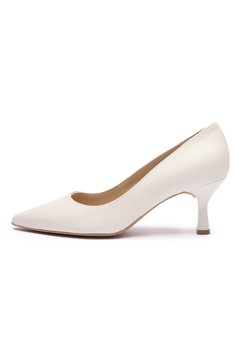 RYŁKO, Pantofi de piele cu toc si varf ascutit Joan, Crem
