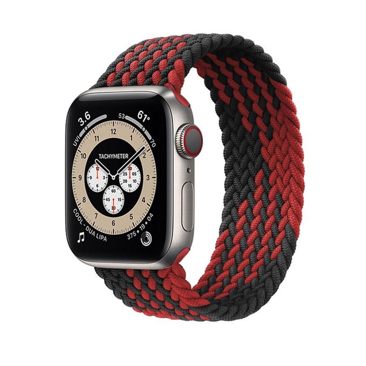 Curea de schimb pentru ceas, 46 mm, sintetic, Quick Release, G-Tech, Compatibila Cu Apple Watch Seria 10 Negru/Rosu