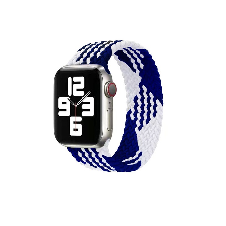 Curea de schimb pentru ceas, 42 mm, sintetic, Quick Release, G-Tech, Compatibila Cu Apple Watch Seria 1, 2, 3, Alb/Albastru