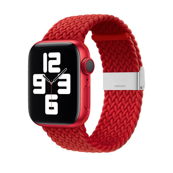 Curea de schimb pentru ceas, 46 mm, sintetic, Quick Release, G-Tech, Compatibila Cu Apple Watch Seria 10 Rosu