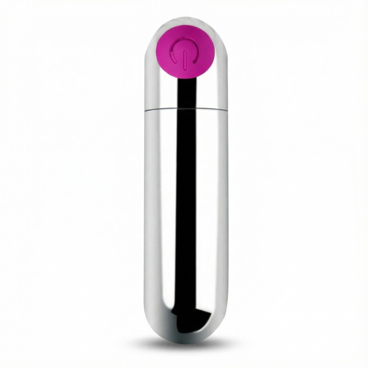 Мини вибратор Ou с 10 режима на вибрация – Женска интимна играчка за клитор, Безшумен, USB презареждащ се, Медицински силикон, Преносим като червило, Фуксия металик