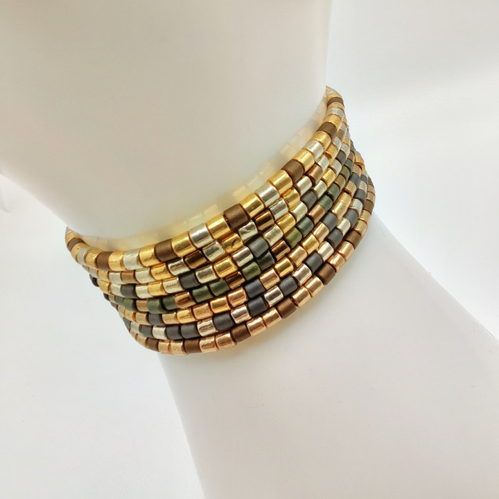 Set 7 bratari elastice cu margele Miyuki din Japonia CZM-582, Multicolor, 16 CM