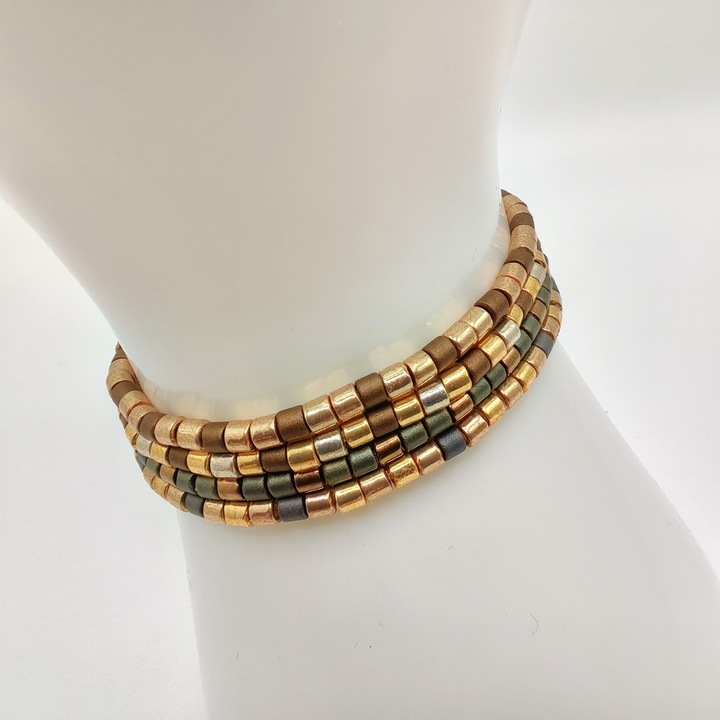 Set 4 bratari elastice cu margele Miyuki din Japonia CZM-584, Multicolor, 16 CM