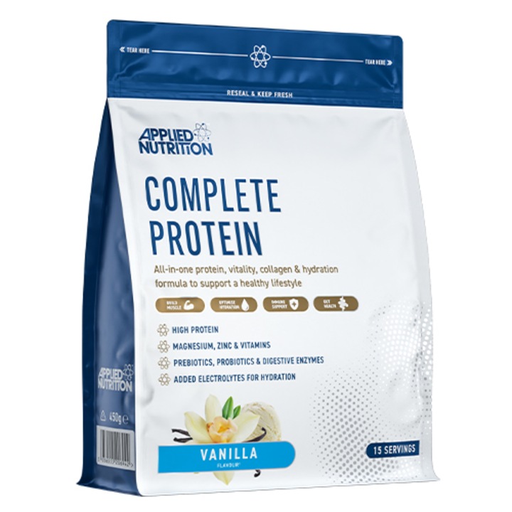 Хранителна добавка Applied Nutrition, Complete Protein - Протеин Всичко в Едно Ванилия 450g