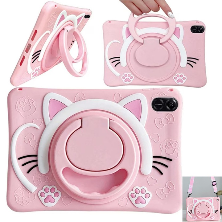 Husa de protectie pentru tableta Samsung Tab A9, ZYNORO®suport rotativ, 8.7 inch, roz