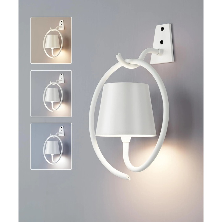 Set 2 Aplica Perete LED, Fara Fir, Interior/Exterior, 3 Temperaturi de Culoare, Control Tactil, Port de Incarcare USB C