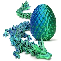 Figurina Dragon 3D Shopvia®, Figurina Dragon 3D cu Ou 8.5CM + Dragon 22CM, Set Decor Portabil si Durabil, Ornamente Dragon Zburator pentru Acasa/Birou, Cadou pentru Copii 6+ si Colectionari, Verde