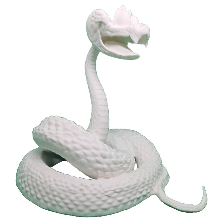 Figurina sarpe stil Gary De'Snake Zootopia 2 – 10.8 cm, alb mat pentru pictat, print 3D PLA