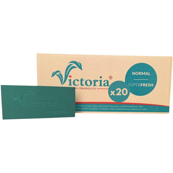 Set 20 bucati burete florala umeda, forma caramida, verde, 23x11x7,5cm