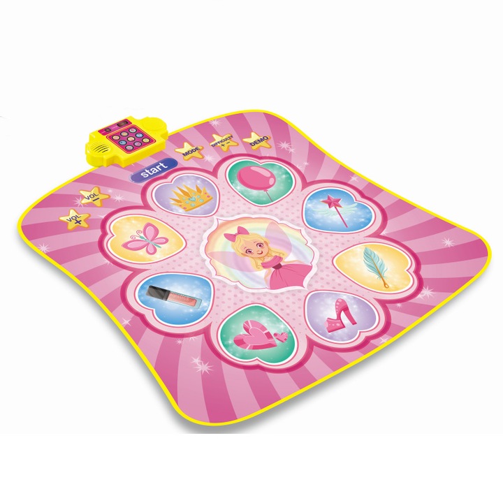 Covoras de dans muzical pentru copii, roz, 88x90cm