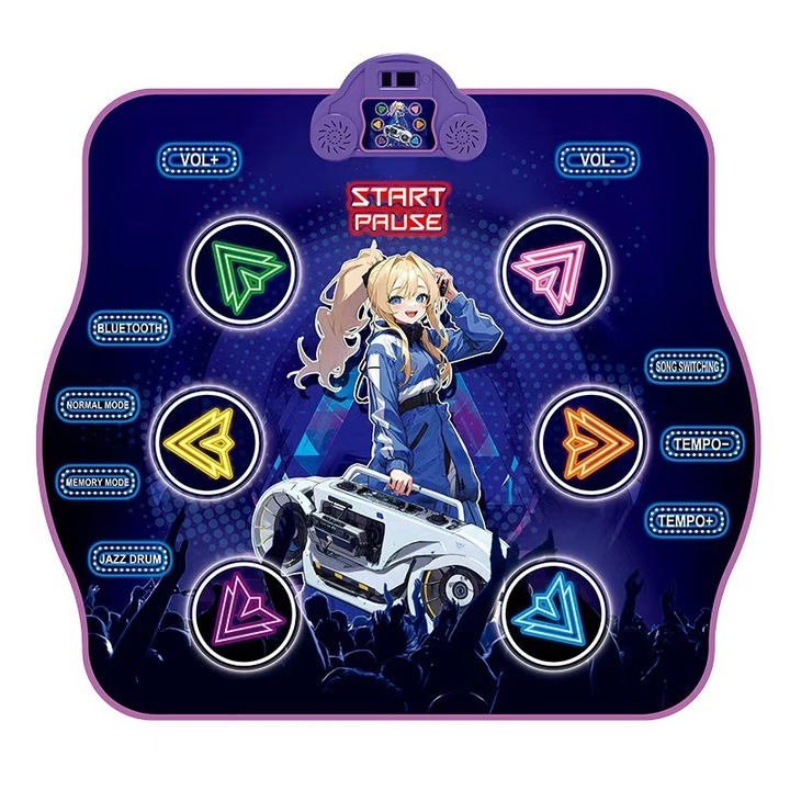 Covor de dans muzical Bluetooth pentru copii, albastru inchis