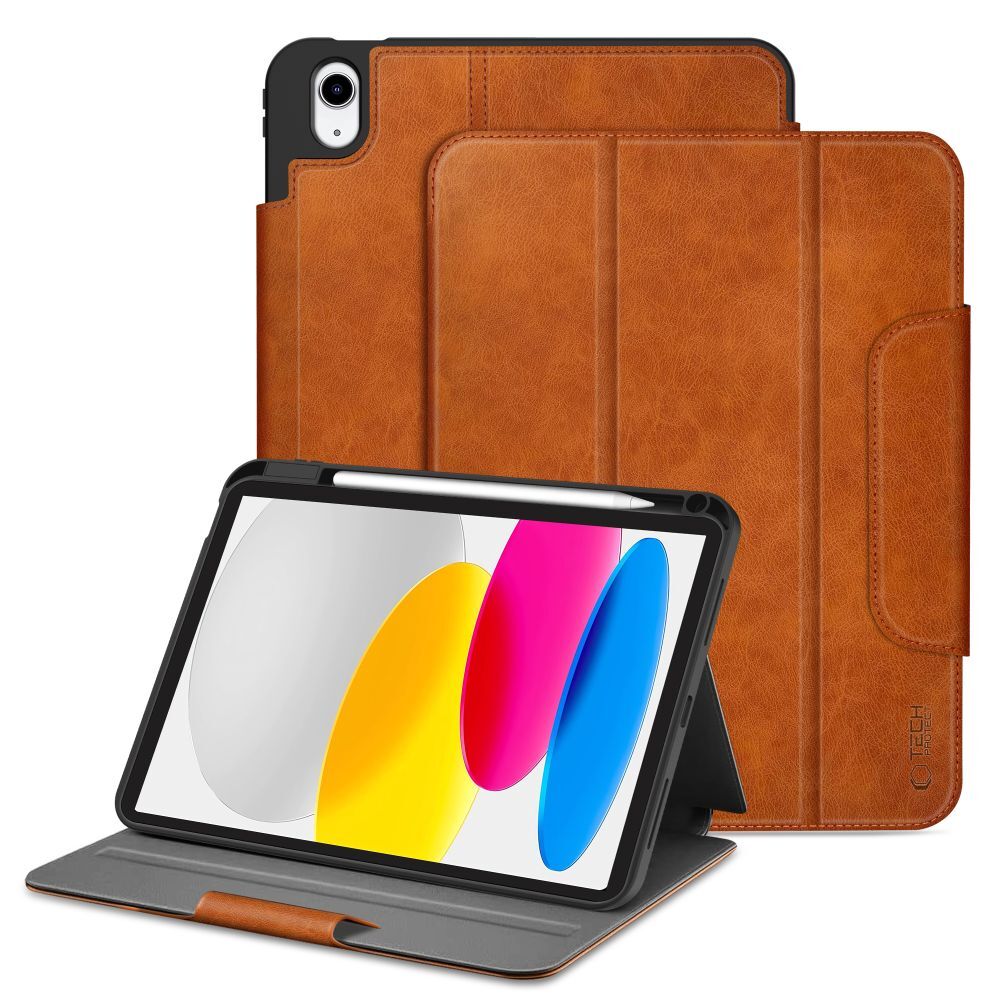 Husa pentru tabletă compatibilă cu iPad 2025 11 inch (iPad 11) - Tech-Protect Polar - husă inteligentă maro, cu suport pentru creion