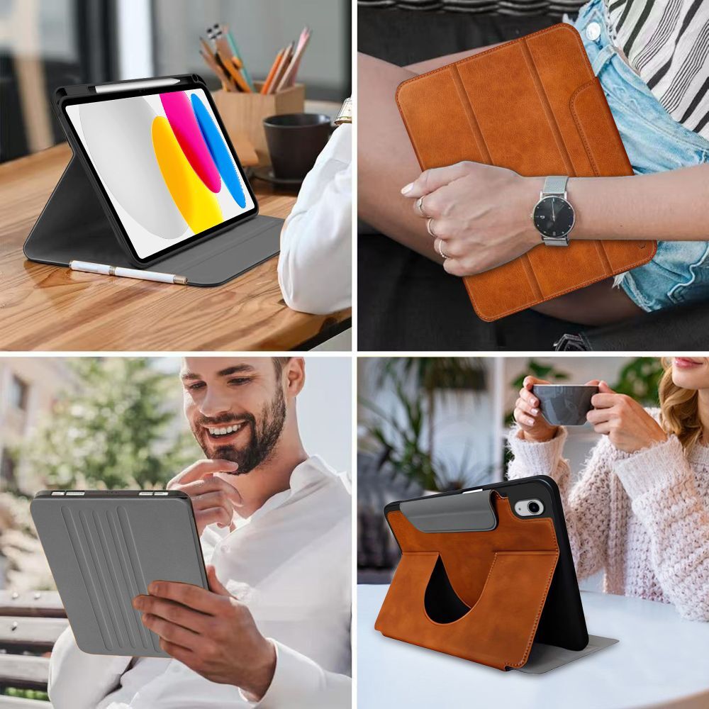 Husa pentru tabletă compatibilă cu iPad 2025 11 inch (iPad 11) - Tech-Protect Polar - husă inteligentă maro, cu suport pentru creion