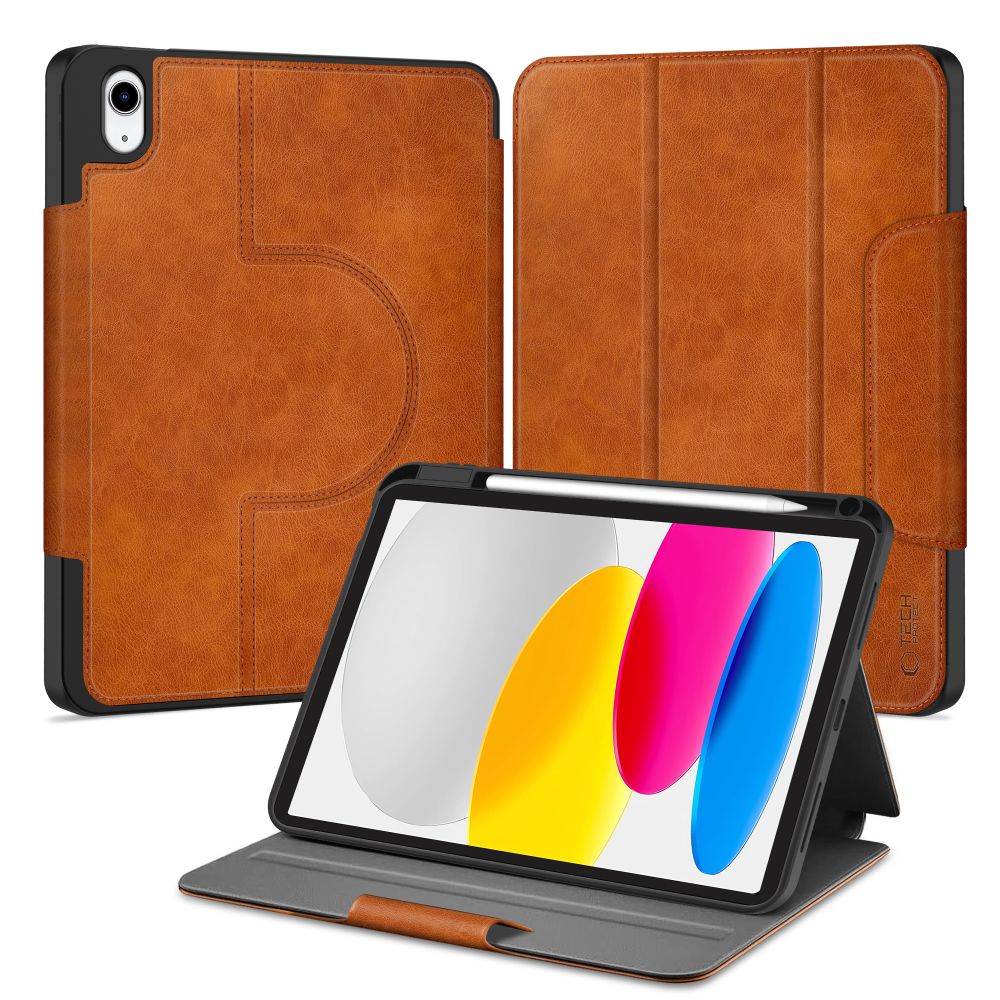 Husa pentru tabletă compatibilă cu iPad 2025 11 inch (iPad 11) - Tech-Protect Polar - husă inteligentă maro, cu suport pentru creion
