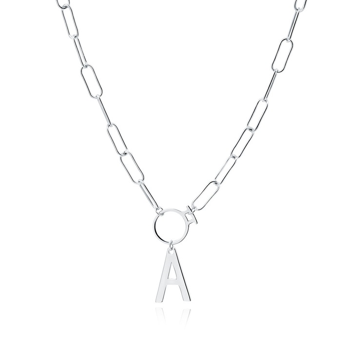 Lantisor litera A, colier litera A, argint 925