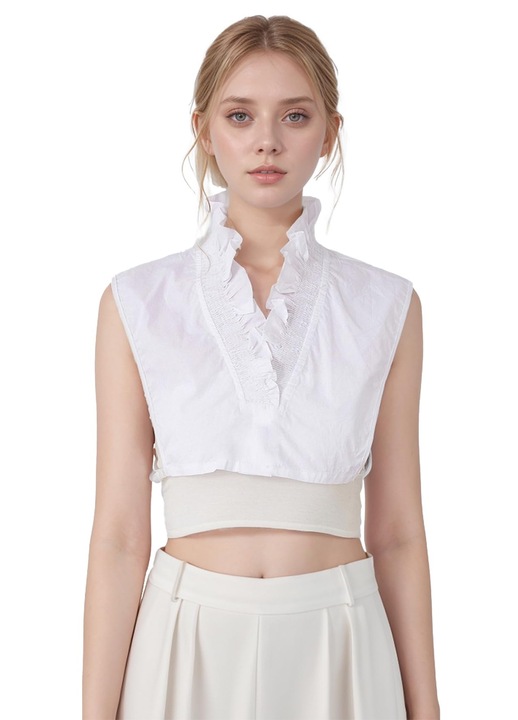 Guler fals VGMANNTA Victoria bumbac volane alb one size