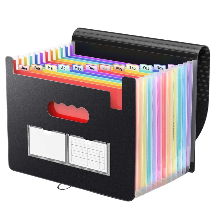 Mapa de birou EdiBazzar A4, 13 compartimente, neagra, PVC impermeabil, 33x24cm