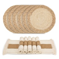 Set 12 suporturi farfurii si protectie masa, AFKSMILE, Servet Impermeabil, Impotriva alunecarii, Izolatie termica, Antialunecare, Reutilizabile si Lavabil, Pentru bucatarie acasa, restaurant si hotel, Naturale, 30*30cm/30*50cm, Maro