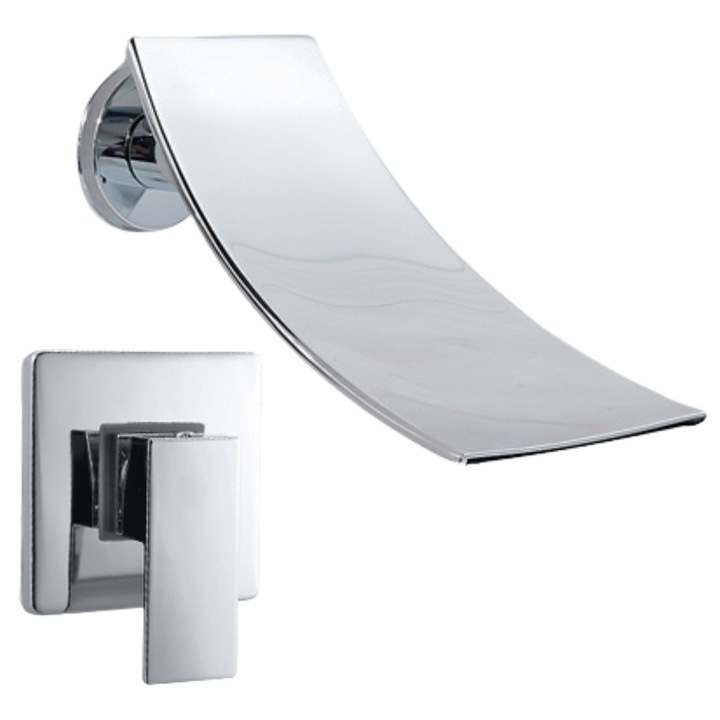 Baterie lavoar incastrata Ari Waterfall, crom, gat tip cascada