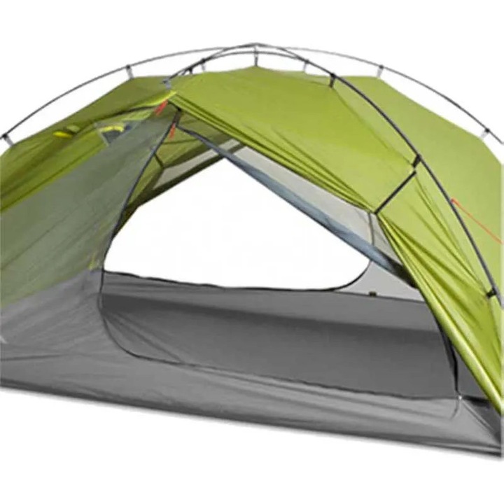 Cort camping 3F UL Taji 2 3S, 2 persoane, 3 sezoane, verde, 135x215cm, 2 intrari, 2 prelungiri