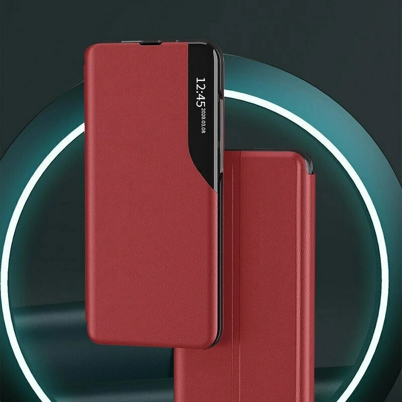 Husa pentru Honor Magic5 Lite, SKYDDAR INNOVATION, eFold, tip carte, set cu sticker, Rosu