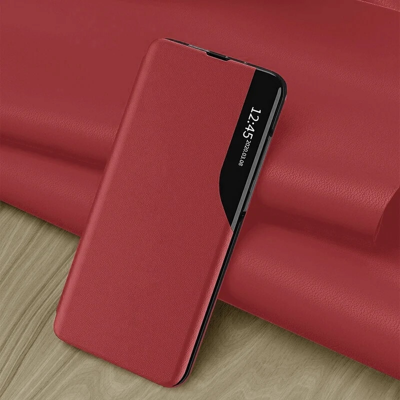 Husa pentru Honor Magic5 Lite, SKYDDAR INNOVATION, eFold, tip carte, set cu sticker, Rosu