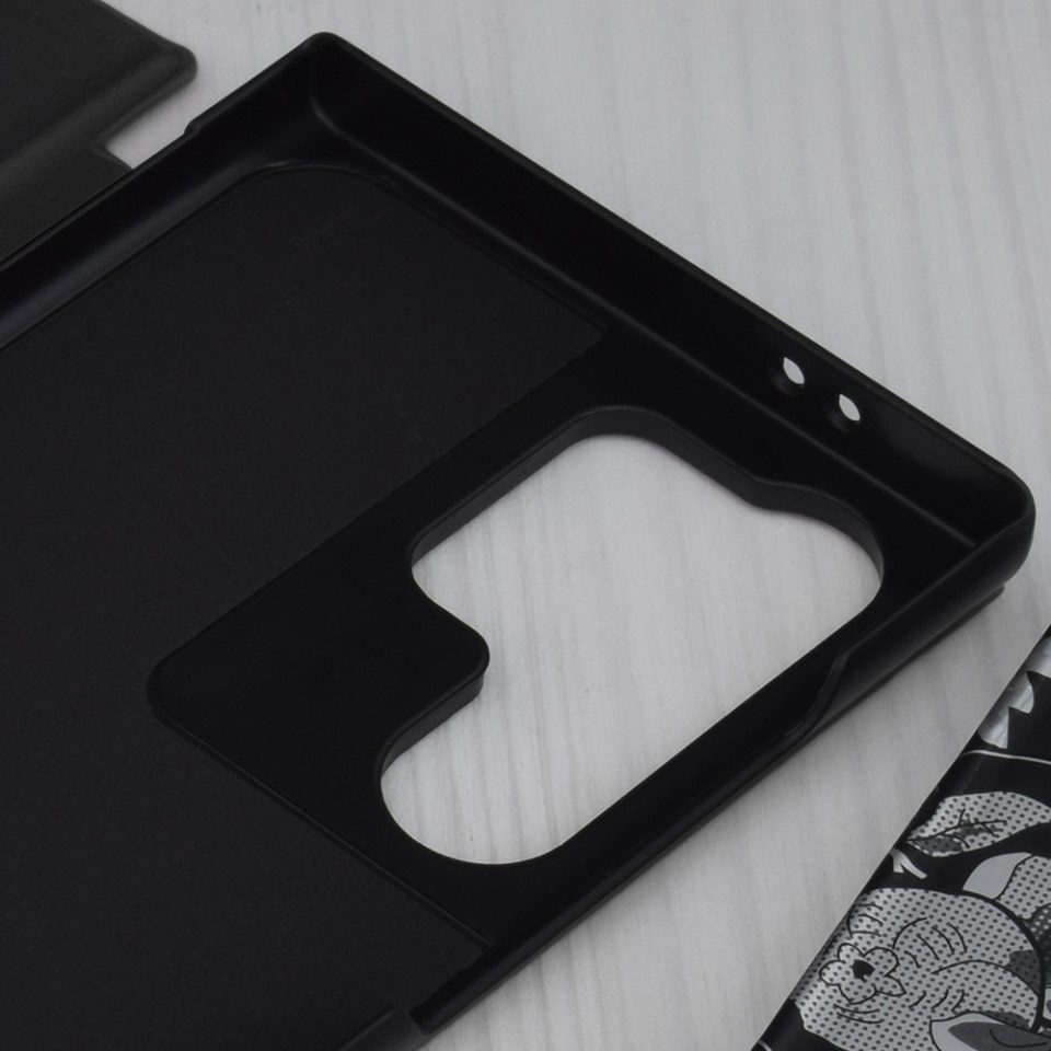 Husa pentru Samsung Galaxy S24 Ultra, SKYDDAR INNOVATION, eFold, tip carte, set cu sticker, Negru