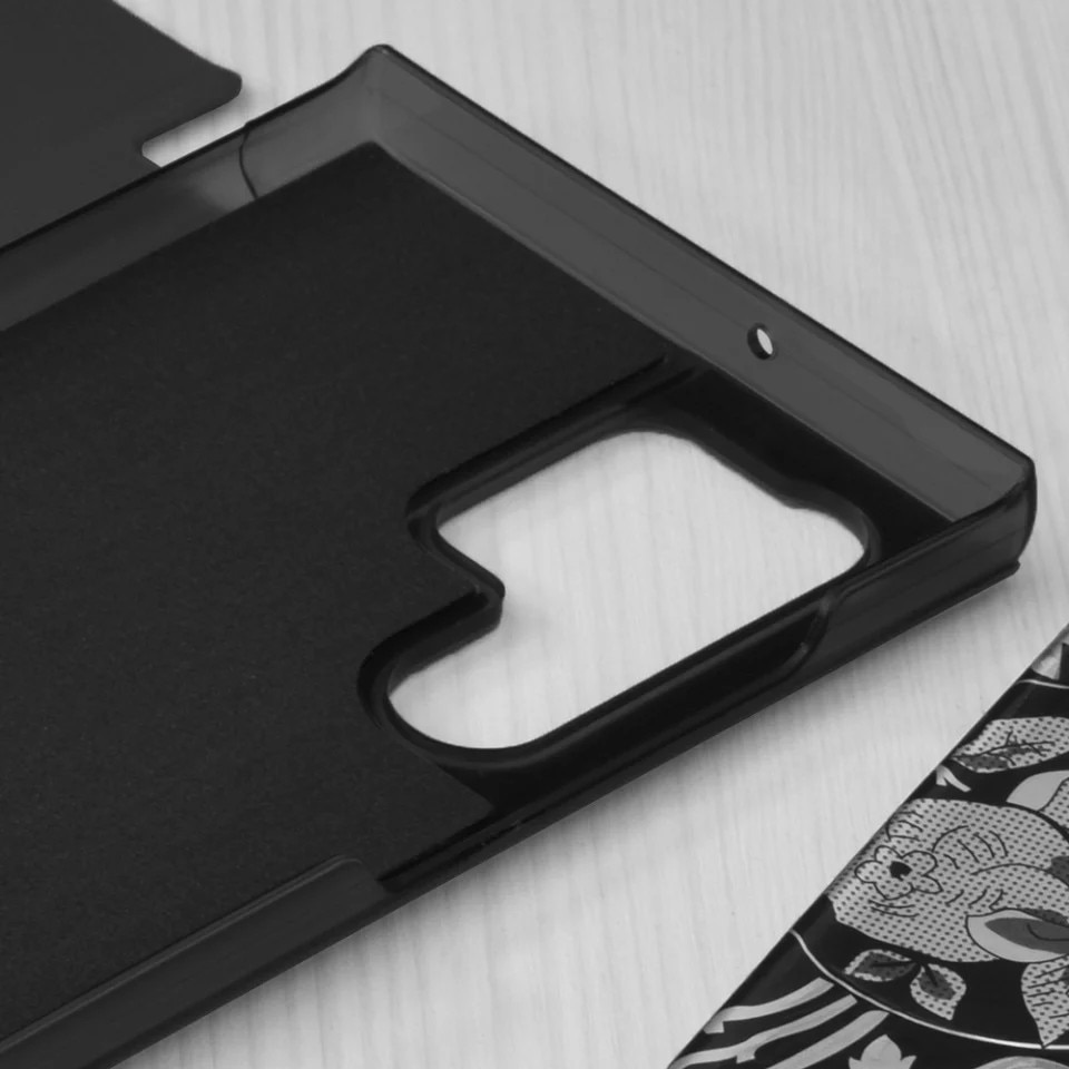 Husa pentru Samsung Galaxy S22 Ultra 5G, SKYDDAR INNOVATION, eFold, tip carte, set cu sticker, Negru