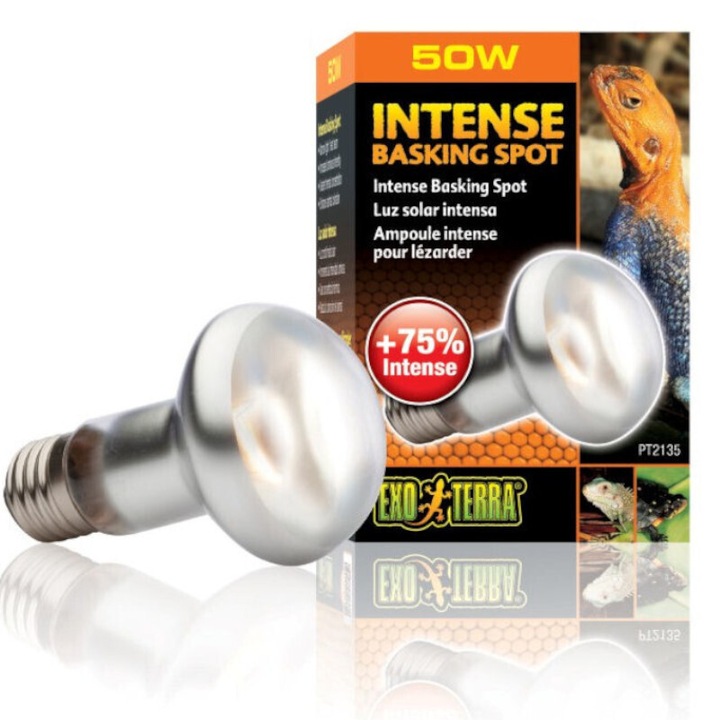 Lampa de incalzire Exo Terra Intense Basking Spot 75W, UVA, 35% eficienta, pentru reptile