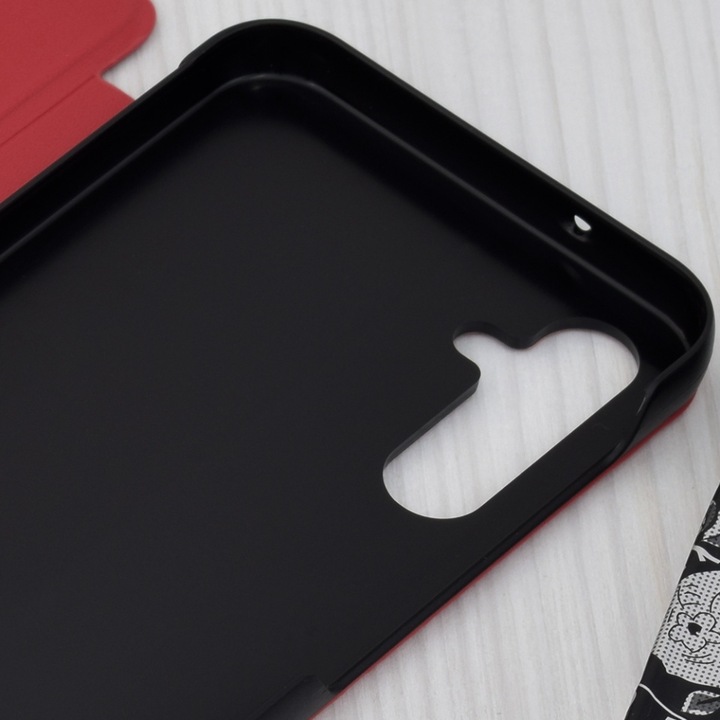 Husa pentru Samsung Galaxy A14 5G / Galaxy A14 4G, SKYDDAR INNOVATION, eFold, tip carte, set cu sticker, Rosu