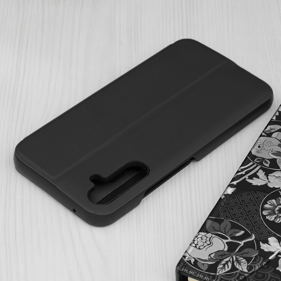 Husa pentru Samsung Galaxy A34 5G, SKYDDAR INNOVATION, eFold, tip carte, set cu sticker, Negru