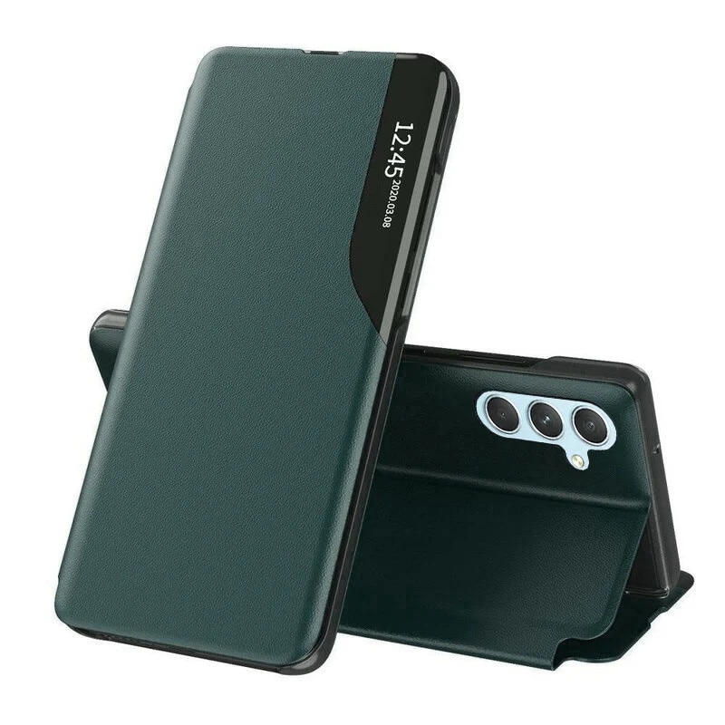 Husa pentru Samsung Galaxy A34 5G, SKYDDAR INNOVATION, eFold, tip carte, set cu sticker, Verde