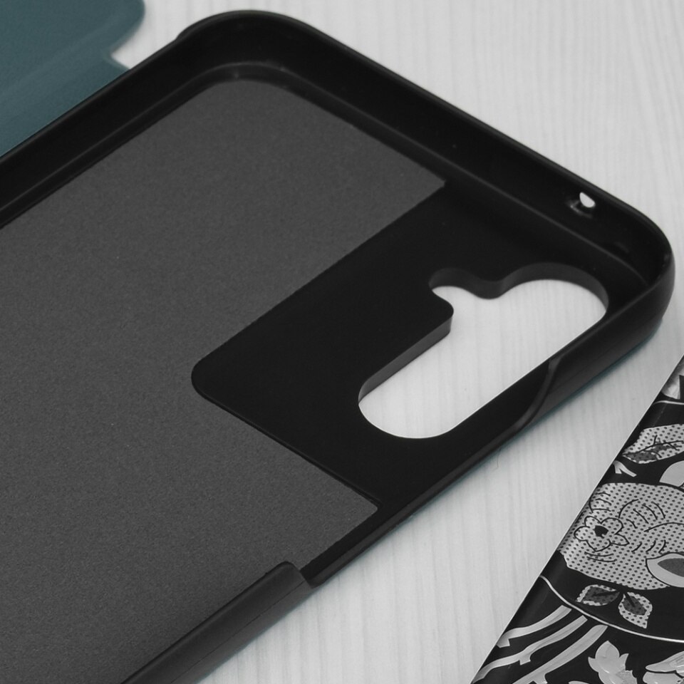 Husa pentru Samsung Galaxy A34 5G, SKYDDAR INNOVATION, eFold, tip carte, set cu sticker, Verde