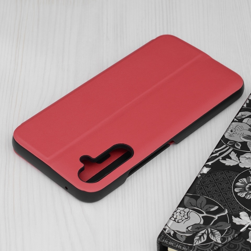 Husa pentru Samsung Galaxy A34 5G, SKYDDAR INNOVATION, eFold, tip carte, set cu sticker, Rosu