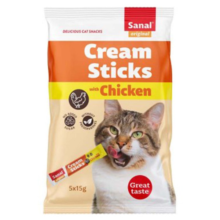 Recompense pentru pisici, Sanal, cu pui, 75 g, 5 buc