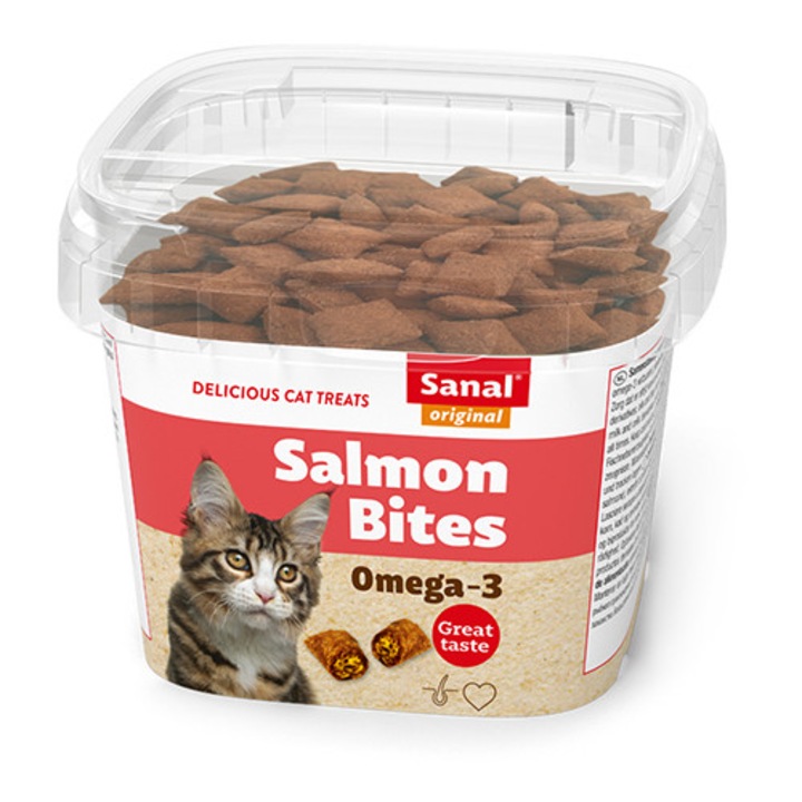 Bucati de somon pentru pisici, Sanal, 75 g, cu vitamine A si D3