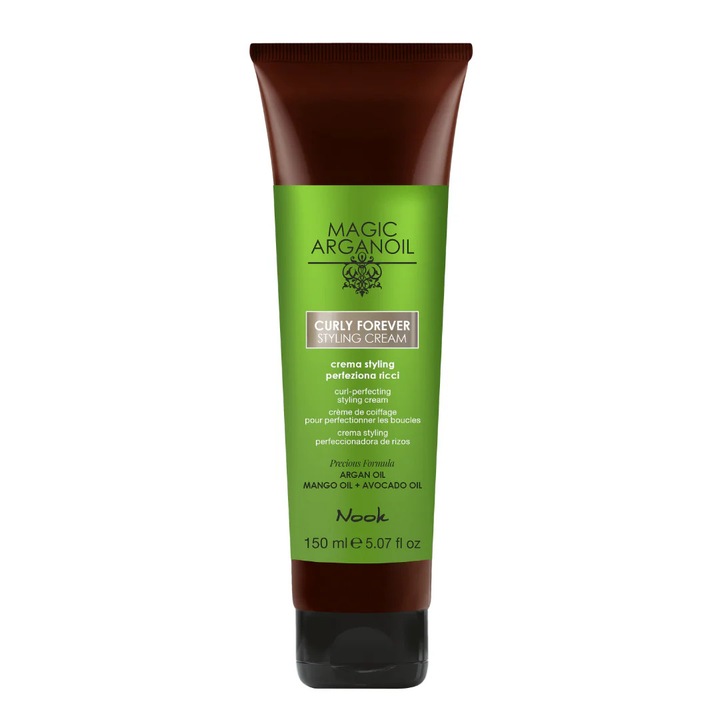 Crema Modelatoare Flexibila, Nook Magic ArganOil Curly Forever Styling Cream, Pentru Par Cret sau Ondulat, 150 ml