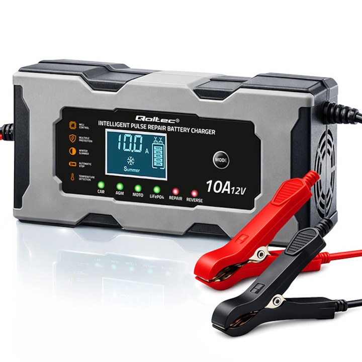 Redresor Auto Inteligent 12V Complet Automat Incarcator Baterie Auto-Moto Digital cu Protectie Multipla Universal Mentenanta Optimizata Acumulatori Vehicule Plumb-Acid GEL AGM EFB Pornire Rapida si Sigura