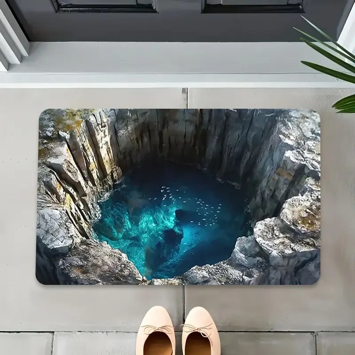 Противоплъзгаща декоративна постелка Luxer, 3D модел, 50x80 см, за вход, баня, кухня