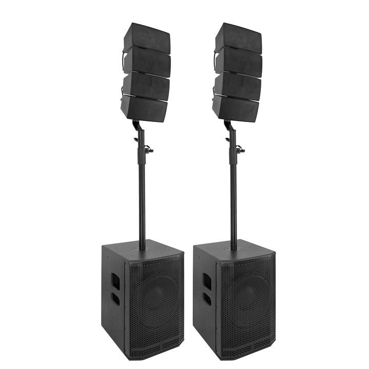 Sistem sonorizare compact Line Array, Alien, 2 subwoofere de 12 inch, putere 2x860W RMS, conectivitate Bluetooth, montare de podea