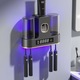 Sterilizator UV Pentru Periute, Suport 4 Periute, Eficienta Dezinfectare 99.99%, Suport Periute Dinti Inteligent Cu Functie Uscare La 55°C Si Dispenser Automat Pentru Pasta De Dinti, Display HD, Montaj Facil Fara Gauri, Negru