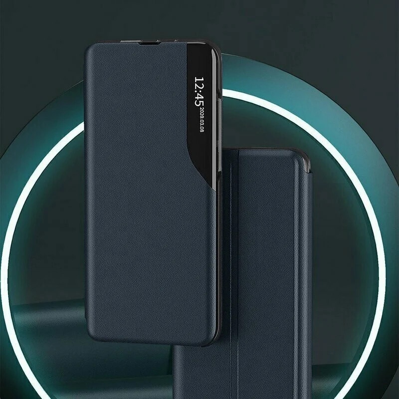 Husă tip carte SKYDDAR INNOVATION eFold pentru Huawei P30 Lite, albastru, set cu sticker