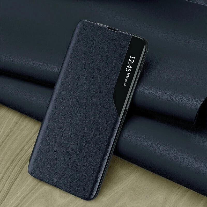 Husă tip carte SKYDDAR INNOVATION eFold pentru Huawei P30 Lite, albastru, set cu sticker