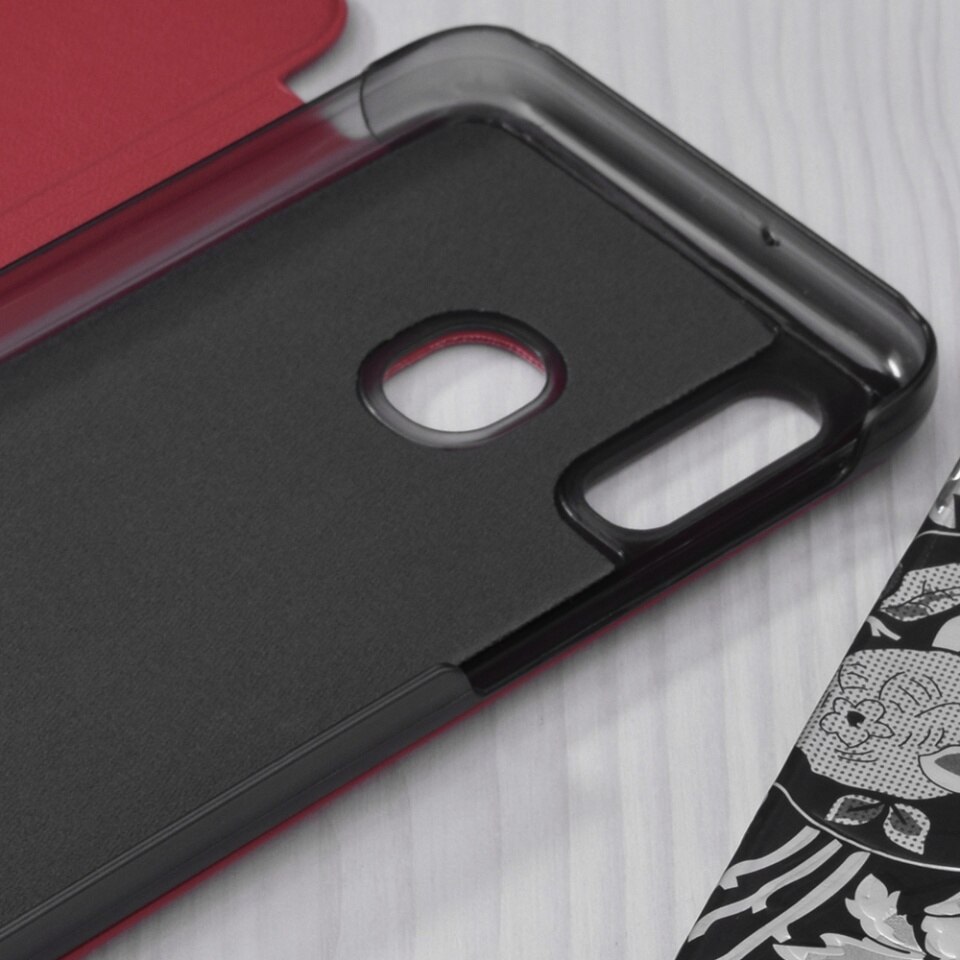 Husă tip carte pentru Samsung Galaxy A20e, SKYDDAR INNOVATION, eFold, set cu sticker, roșu